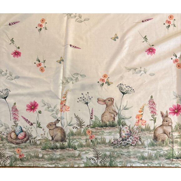 Nicole Miller Tablecloth Easter Bunny Eggs Floral Butterfly 60 x 84" Pastel - Picture 4 of 9